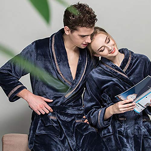 NEARTIME Men&Women Sleepwear, Winter Plush Soft Warm Shawl Bathrobe Lengthen Thicken Home Clothes Robe Coat