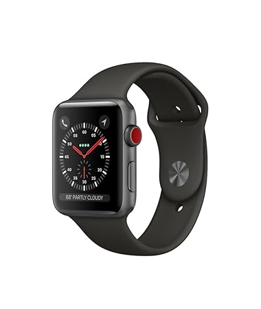 Apple watch series 3 Aluminum case Sport 42mm GPS + Cellular GSM unlocked (Space Gray Aluminum case with Black Sport Band)