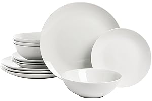 10 Strawberry Street Simply Coupe Dinnerware Set, White, Service for 4 (12 Piece)