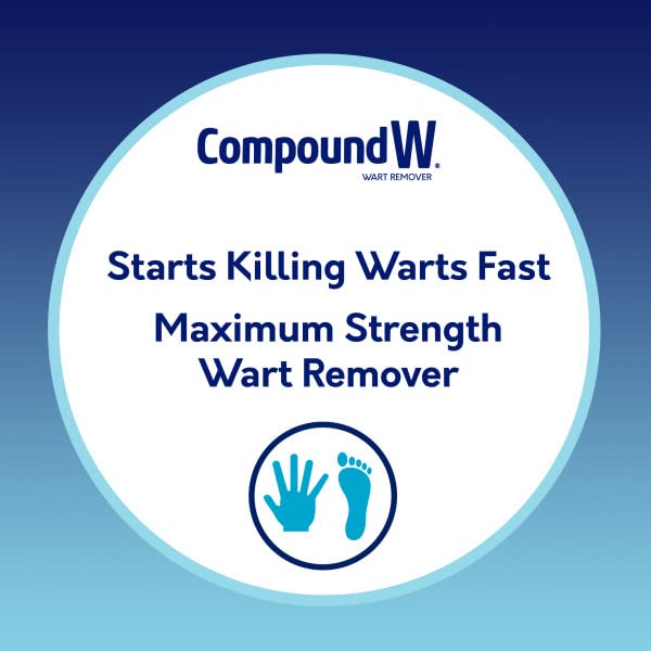 COMPOUND W MAXIMUM STRENGTH ONE STEP INVISIBLE WART REMOVER STRIPS WITH SALICYLIC ACID, WATERPROOF, DISCREET WART REMOVAL BANDAGES FOR COMMON AND PLANTAR WARTS, 14 COUNT