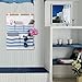 Homecube Linen Cotton Fabric 5 Pockets Wall Door Cloth Hanging Storage Bag Home Organizer (Navy Stripe)