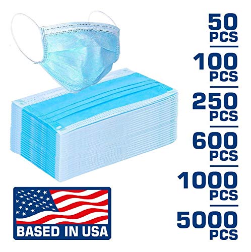 Clean Disposable Face Mask – 50 PCS – 3 Soft Layers in Each Mask – Disposable Mask with Earloops for Salon, Home Use