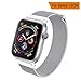 HILIMNY Compatible for Apple Watch Band 38mm 40mm 42mm 44mm, Stainless Steel Mesh Milanese Sport Wristband Loop with Adjustable Magnet Clasp for iWatch Series 1/2/3/4,Silver