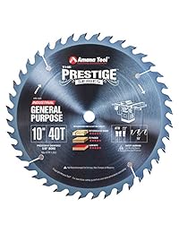 Amana Herramienta PR1040 electro blue Prestige con punta de carburo 10 inch D dientes ATB, calibre 18 Deg, 5 8, con revestimiento antiadherente Hoja de sierra circular