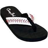 Cocomo Soul Baseball Leather Flip Flops Baseball Mom Flip Flops Baseball Sandals Baseball Flip Flops for Women