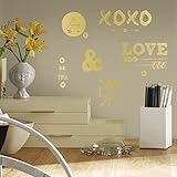 RoomMates Gold Love With Hearts And Arrows Peel And Stick Wall Decals