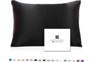 Ravmix Silk Pillowcase for Hair and Skin with Hidden Zipper, Both Sides 21Momme Mulberry Silk Cooling Pillow Case Standard Size 20×26inches, 1PCS, Black