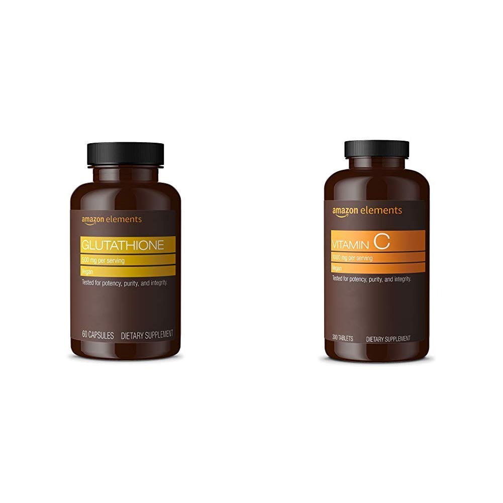 Mua Amazon Elements Glutathione, 500mg, 60 Capsules, 2 Month Supply & Vitamin C 1000mg, Vegan, 300 Tablets, 10 Month Supply trên Amazon Mỹ chính hãng 2026