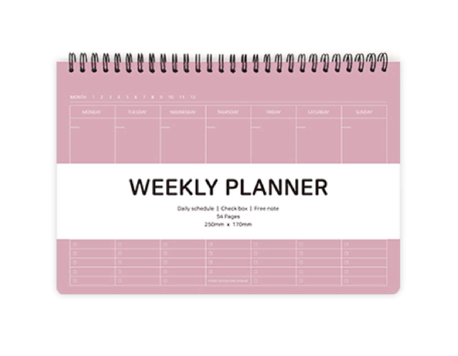 Elite Check Weekly Planner - Wirebound Undated Weekly & Daily Scheduler, Check Box, Free Note / 250 x 170 mm (Mocha Pink)