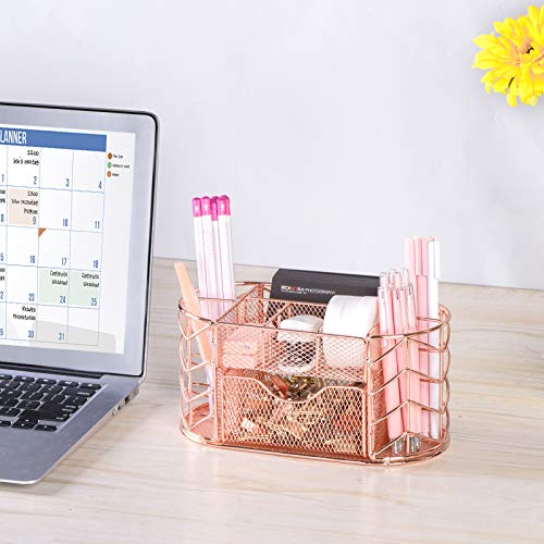 POPRUN Cute Desk Organizer Pen Holder for Desk,Trendy Mesh Office