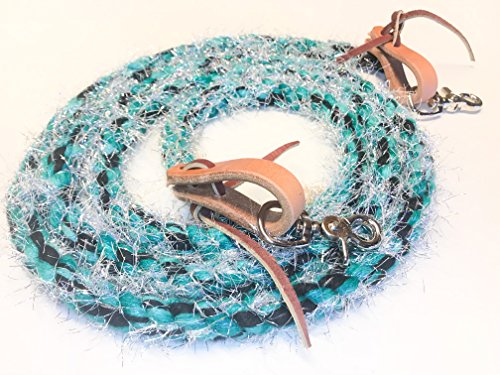 soft feel reins teal and black cotton reins