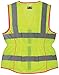 MCR Safety LVCL2MLS Ladies Sized Class 2 Lightweight Safety Vest, Silver Reflective Stripe, Zipper Front, Lime, Small