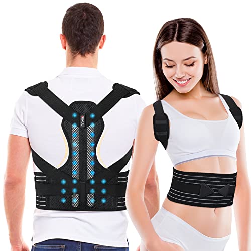 ZINUU Rücken Geradehalter Haltungskorrektur Rückenstützgürtel - Haltungstrainer für eine verbesserte Körperhaltung, Posture Corrector, Einstellbar Obere Rückengurt für Herren und Damen