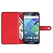 NEXTKIN Moto X Style XT1575 Case, Leather Dual Wallet Folio TPU Cover, 2 Large Pockets Double flap, Multi Card Slots Snap Button Strap For Motorola Moto X Style XT1575 Pure Edition 3rd Gen - Red