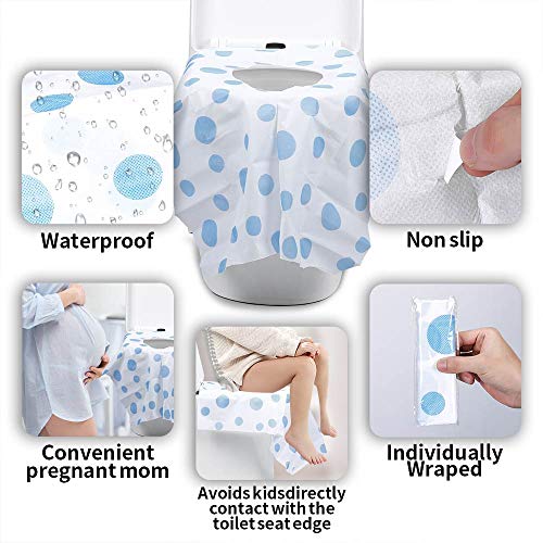 Toilet Seat Covers Disposable, Famard Extra Large Portable Potty Seat Covers for Toddlers, Soft and Waterproof Travel Potty Training Seat for Kids with Individually Wrapped (20 Packs) - Thumbnail 2