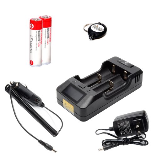 2 x EagleTac 3100 mAh 18650 Battery + Xtar VP2 Smart Charger + GoingGear LED Keychain Light