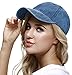 WINCAN Vintage Washed Dyed Cotton Twill Low Profile Adjustable Baseball Cap Denim 6 Panel Stitch Baseball Hat (Navy Blue)