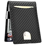 Money Clip Wallet for Men Slim Front Pocket RFID Blocking Card Holder Minimalist Bifold Wallet(Carbon)