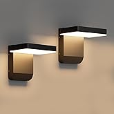 Aoceley 2-Pack Outdoor Rotatable Wall Lights 350° Adjustable Head Modern Porch Light LED Wall Sconce Black Exterior Wall Ligh