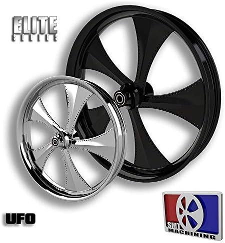 SMT Machining 26 Black UFO Wheel for 2008-2018 Harley Bagger Models with 11.8” Single Rotor & ABS Compensation Bearing