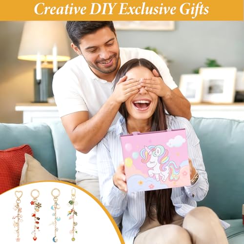ASTNIC 316 Pieces DIY Key Chain Craft Charms Pendant Set, Jewellery Craft Accessories, Key Chain Making Kit, Metal Rings for Crafts, Things for Girls