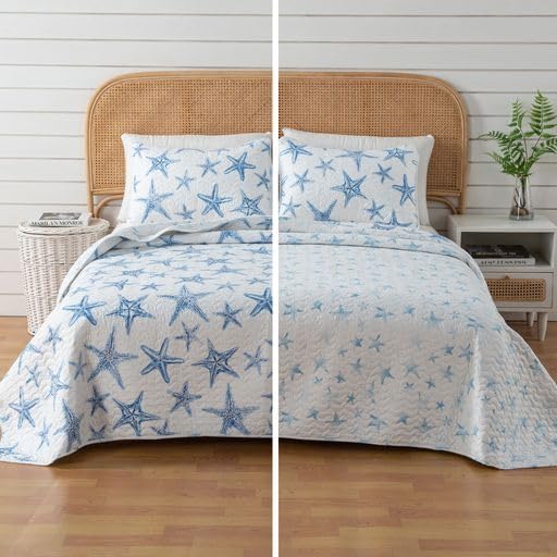 Twin Coastal Quilt Bedding Set, Summer Coastal Quilt with Sham, Beach 2