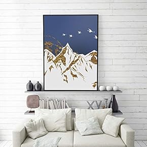 Framed Canvas Home Artwork Decoration Golden Abstract Style Canvas Wall Art for Living Room, Bedroom - 16x24 inches