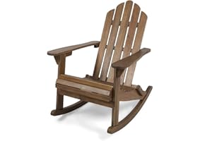 Christopher Knight Home Cara Outdoor Adirondack Acacia Wood Rocking Chair, Dark Brown Finish