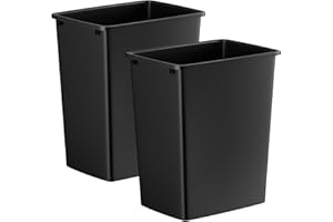 MODCART 35QT Kitchen Trash Can, Sturdy and Lightweight Slim Trash Can, Trash Cans for Kitchen, Workspace, Bathroom, Office, Easy to Clean, 2-Pack, Black