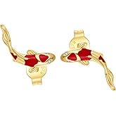 Cute Stud Earrings for Women Dachshund Koi Fish Sea Star Sea Turtle Sea Conch Earrings 14K Gold Plated Dainty Stud Earring funky Jewerly