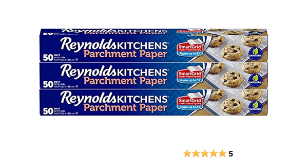 Amazon Com Reynolds Kitchens Parchment Paper Roll With Smartgrid 3 Boxes Of 50 Square Feet 150 Sq Ft Value Pack Home Kitchen