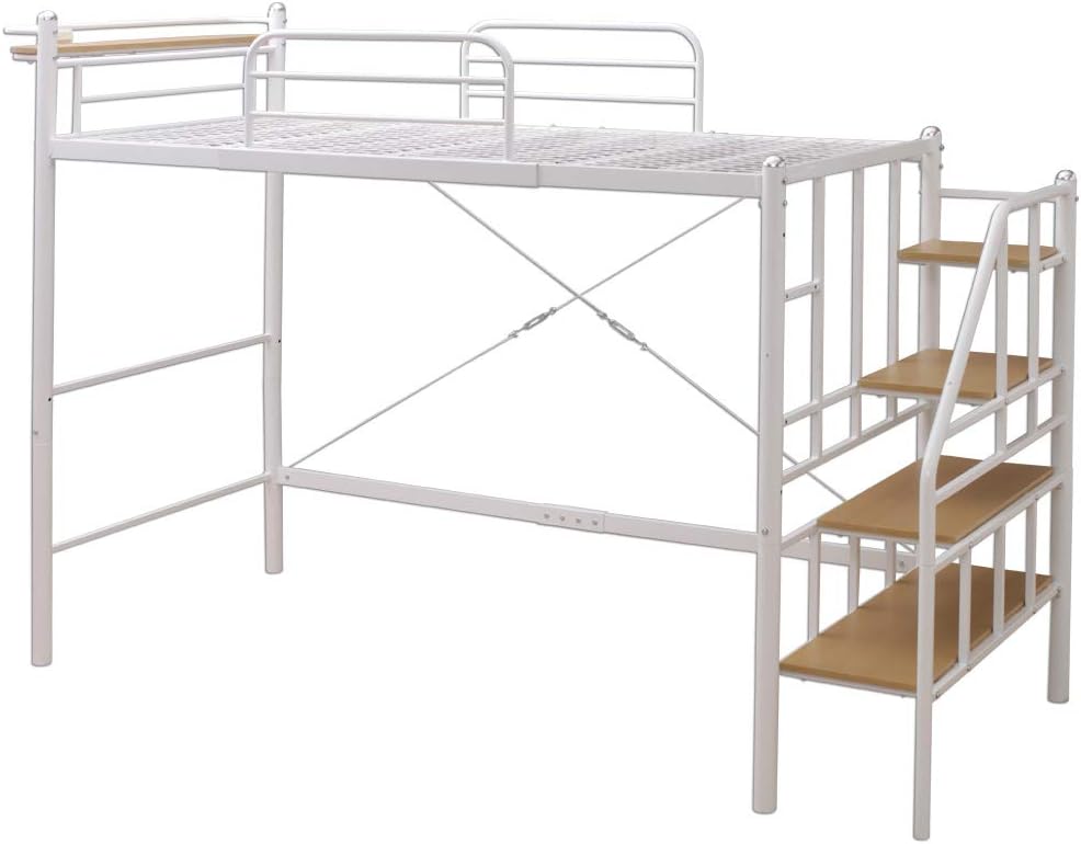 Amazon アイリスプラザ ロフトベッド ホワイト シングル 宮付き コンセント付き 階段 Lxelb 01wh 折りたたみマットレス オンライン通販