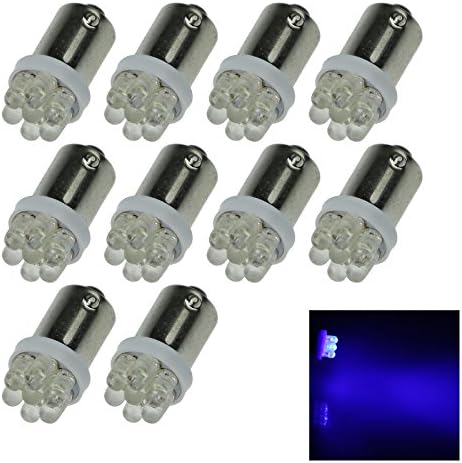 Kindfire 10Pcs Car LED Light BA9S 57 182 T4W W6W 1819 1835 1210 1206 5050 7-SMD In-line LED License Plate Light Map Bulb Dome Lamp K014(5 Color) (Blue)