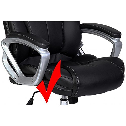 2xhome - Modern High Back Tall Ribbed PU Leather Swivel Tilt Adjustable Chair Designer Boss Executive Management Manager Office Conference Room Work Task Computer (Big & Tall - Black)