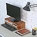 2-Tier Wood Computer Monitor Riser Stand w/ Organizer Shelf