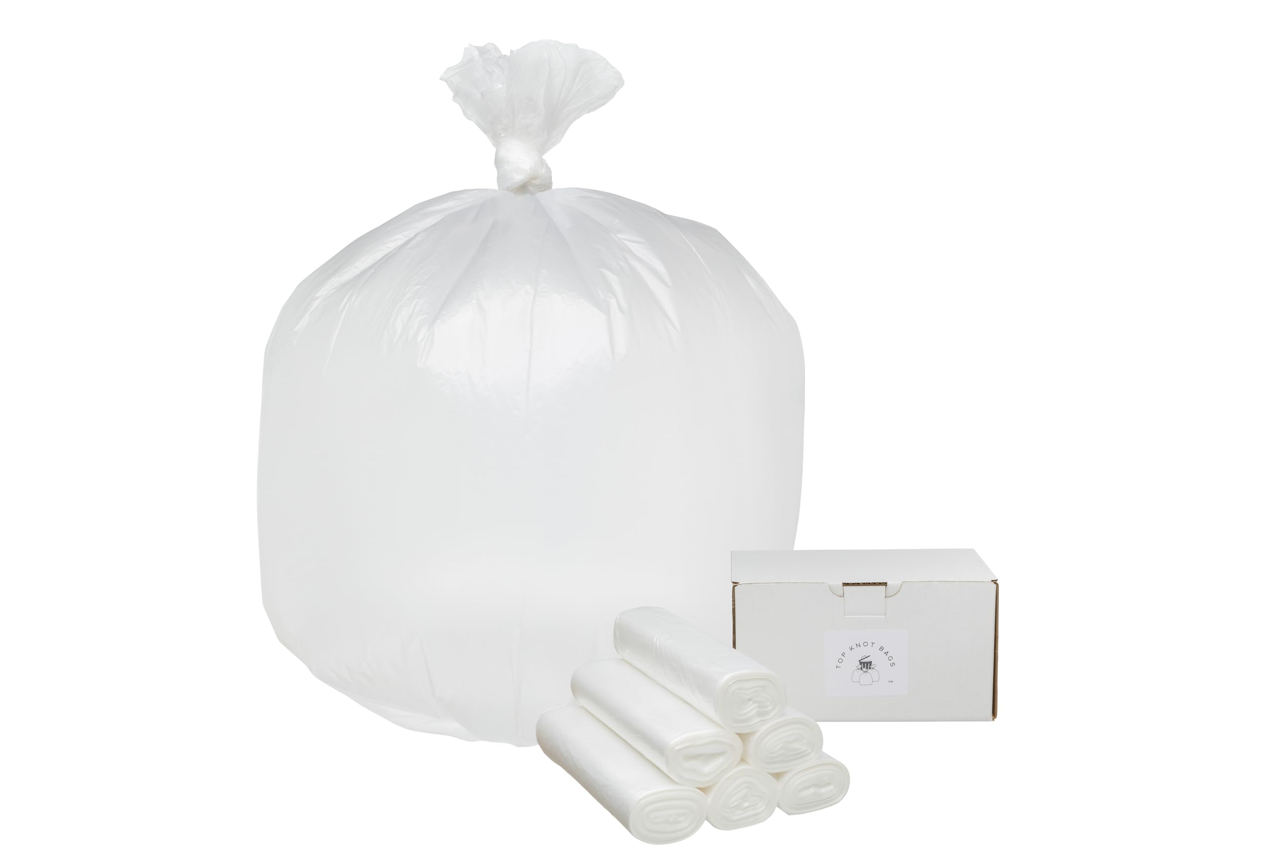 Photo 1 of Top Knot Bags 45 Gallon Garbage Trash Bag 40X48" Clear 150 Count Can Liner Bulk 40 Gallon 41 Gallon 42 Gallon 44 Gallon Made in USA