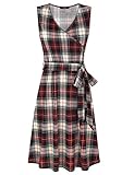 Laksmi Womens Sleeveless A Line V Neck Classy Vintage Print Casual Swing Dress with Belt