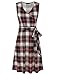 Laksmi Womens Sleeveless A Line V Neck Classy Vintage Print Casual Swing Dress with Belt