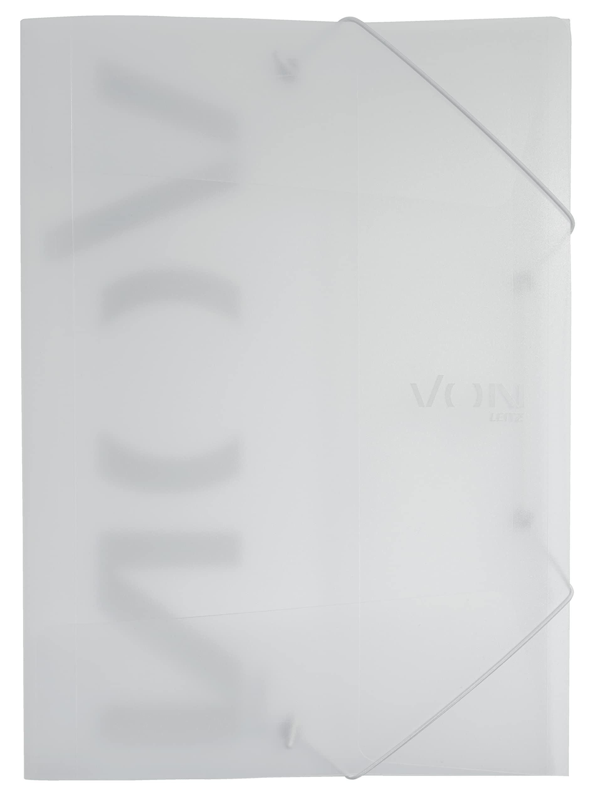VON Leitz A4 Folder with Elastic Band, Polypropylene Plastic, for 150 Sheets, 3 Flaps, Modern Print, Lightweight, Pack of 5