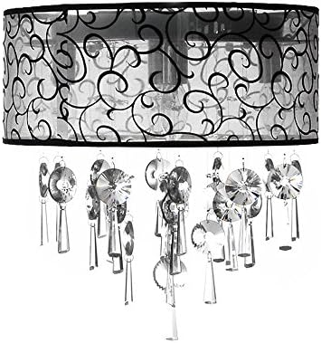 DINGGU™ Elegant Transparent Crystal Chandelier Pendant Light with 4 Lights, Flush Mounted Drum Ceiling Light Fixture