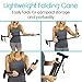 Vive Folding Cane with Light - Walking Adjustable Stick for Women, Men, Balance - Foldable Portable Collapsible Hand Balancing Mobility Aid - Lightweight, Heavy Duty, Comfortable - Swivel Quad Tip