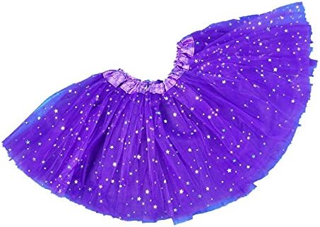Girls Tutu - Glitter Tutu Tulle Skirt Soft Triple Layer Ballet Dress (Purple)