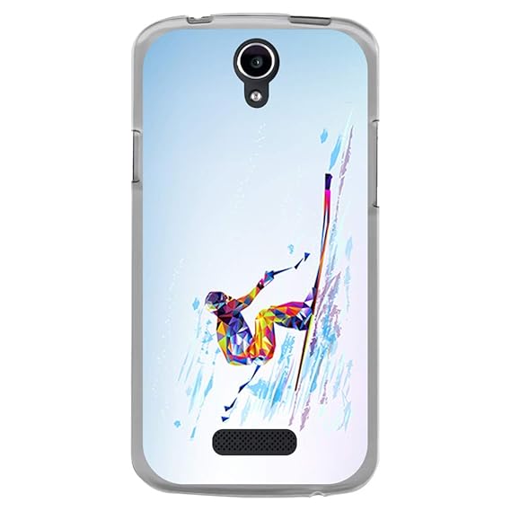 BJJ SHOP Transparent Hülle für [ Doogee X6 X6 Pro ], Klar Flexible Silikonhülle, Design: Ski, geometrischer Skifahrer