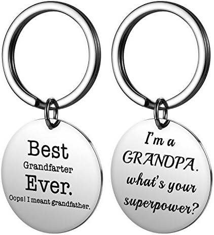 Alxeani Fathers Day Gifts for Grandpa, Grandpa Keychain Best Grandfarter Ever Meant Grandfather Gift Stainless Steel 2Pcs