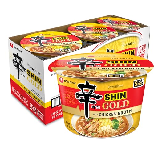 NONGSHIM GOURMET SHIN GOLD, 3.56 OUNCE (PACK OF 6), RICH SPICY CHICKEN BROTH, SAUCE PACKET, PREMIUM MICROWAVABLE INSTANT RAMYUN SOUP MIX, SAVORY & RICH