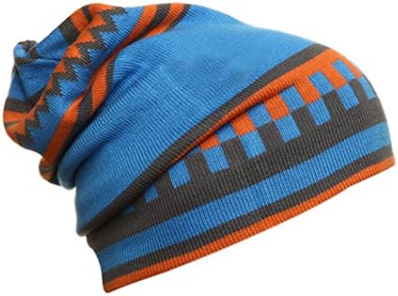 Winter Unisex Women Men Knit Ski Crochet Slouch Hat Cap Beanie Hip-Hop Hat Soli (Blue)