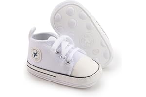 Sekantrol Unisex Baby Girls Boys Shoes Infant Soft Sole Canvas Newborn First Walkers High Top Anti-Slip Sneakers