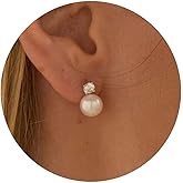 Pearl Earrings for Women 14K Gold Plated Pearl Stud Earrings,CZ Diamond Pearl Earrings Trendy Hypoallergenic Wedding Earrings for Women Bridesmaid Gift Birthday Christmas Gift