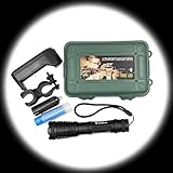 Youbu Super Bright Cree Tactical Led Flashlight with Rechargeable 18650 4200mAh Battery,AC Charger and 5 Light Modes,Bike holder bar,Green Gift Box