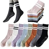 Tergy 8 Pairs Long Yoga Socks with Grip for Women